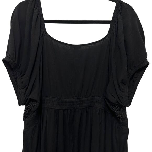 TORRID Dress Womens Size 2X Mini Rayon Slub Balloon Sleeve Lace Inset Deep Black - Picture 5 of 12